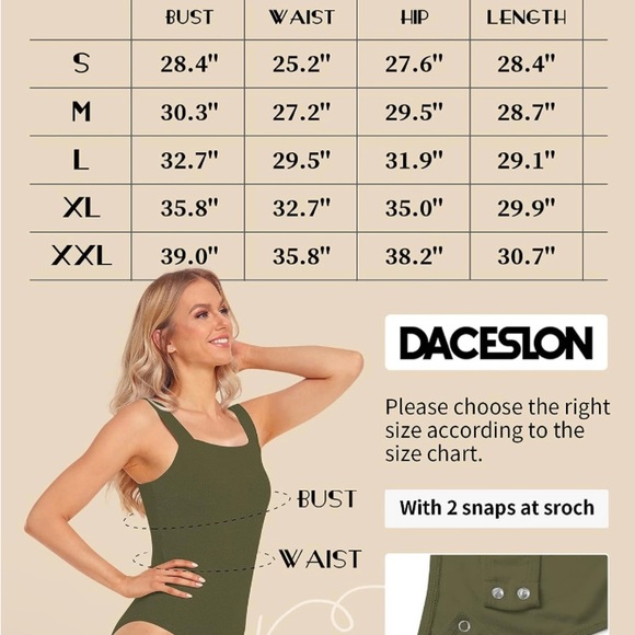 DACESLON NWT Women's Square Neck Sexy Backless BodySuit Sleeveless Casua… - Picture 5 of 5